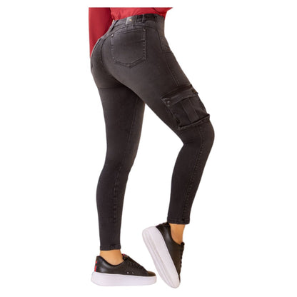 Jean push - up colombiano Gris bota pitillo, bolsillos laterales 1556 - J2 - bellezaexpresslatina