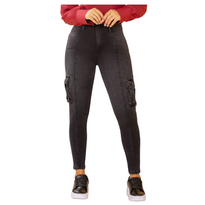 Jean push - up colombiano Gris bota pitillo, bolsillos laterales 1556 - J2 - bellezaexpresslatina