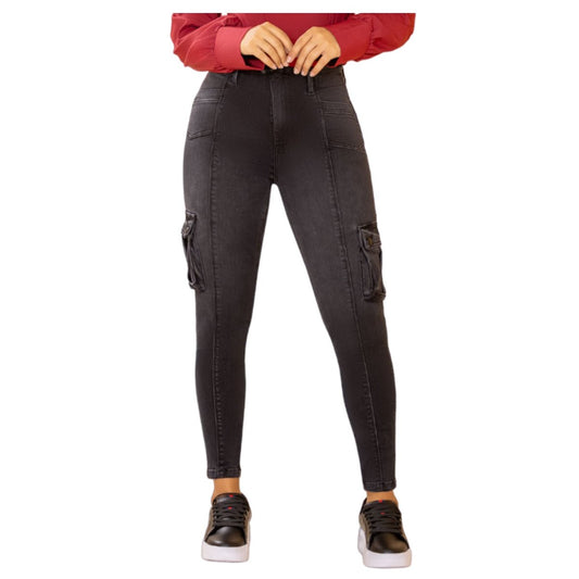 Jean push - up colombiano Gris bota pitillo, bolsillos laterales 1556 - J2 - bellezaexpresslatina