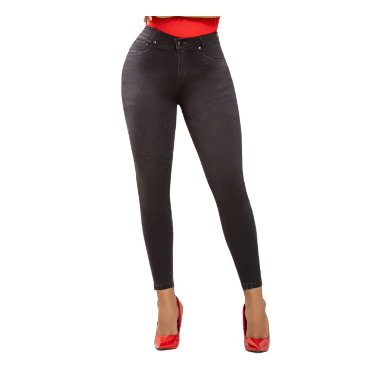 Jean push - up colombiano Gris oscuro bota pitillo 1555 - J2 - bellezaexpresslatina