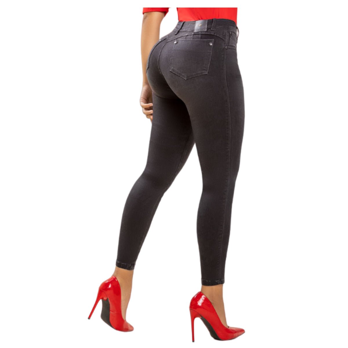 Jean push - up colombiano Gris oscuro bota pitillo 1555 - J2 - bellezaexpresslatina