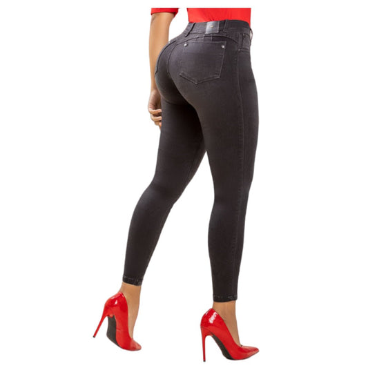 Jean push - up colombiano Gris oscuro bota pitillo 1555 - J2 - bellezaexpresslatina
