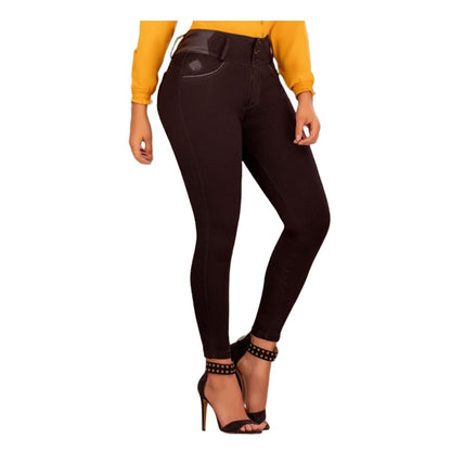 Jean push - up colombiano Negro bota pitillo 1533 - J2 - bellezaexpresslatina