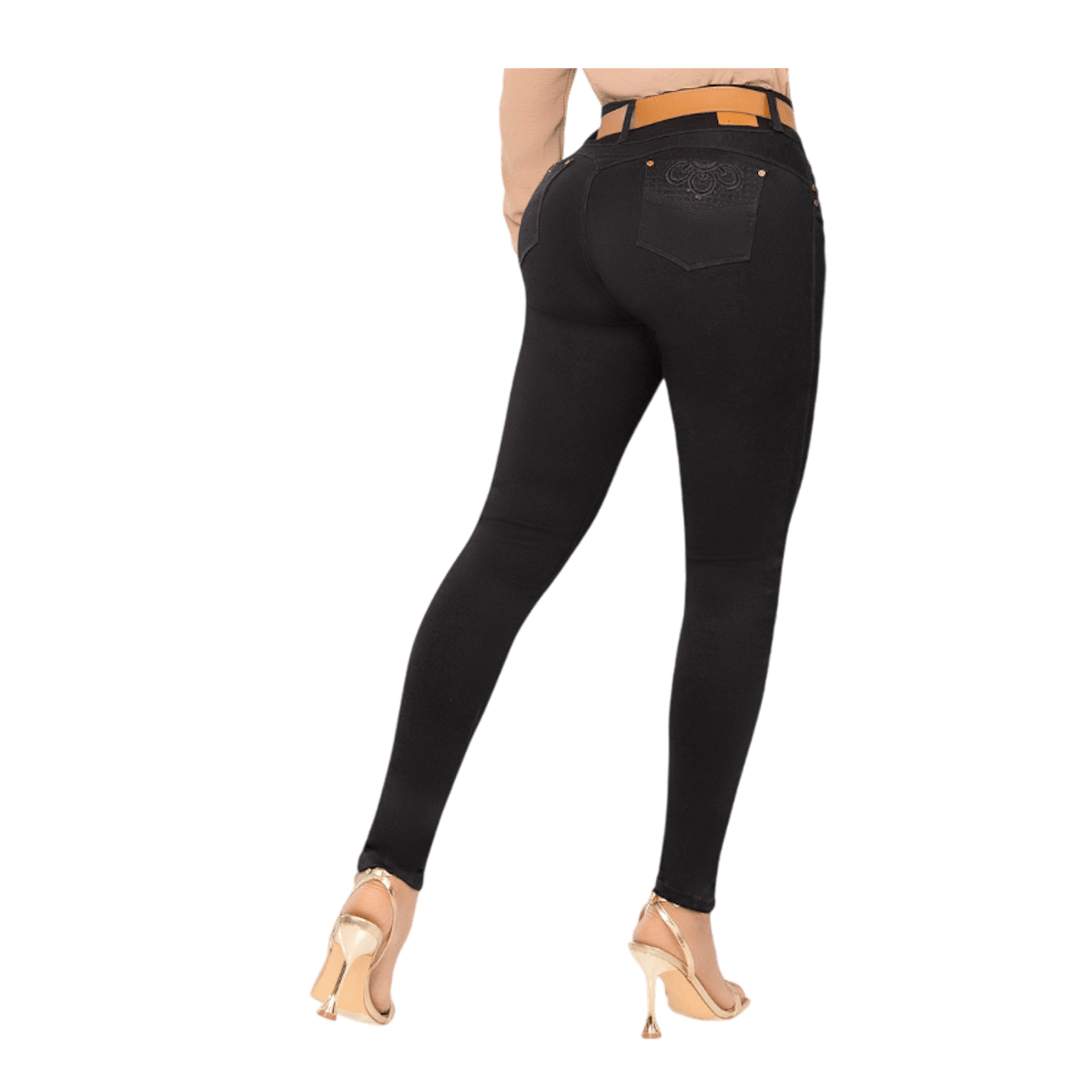 Jean push - up colombiano Negro bota pitillo 1571 - J2 - bellezaexpresslatina