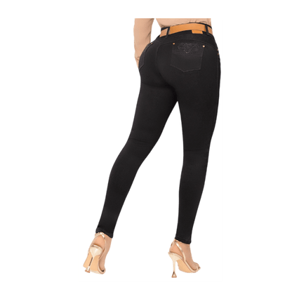 Jean push - up colombiano Negro bota pitillo 1571 - J2 - bellezaexpresslatina