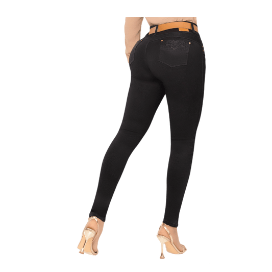 Jean push - up colombiano Negro bota pitillo 1571 - J2 - bellezaexpresslatina