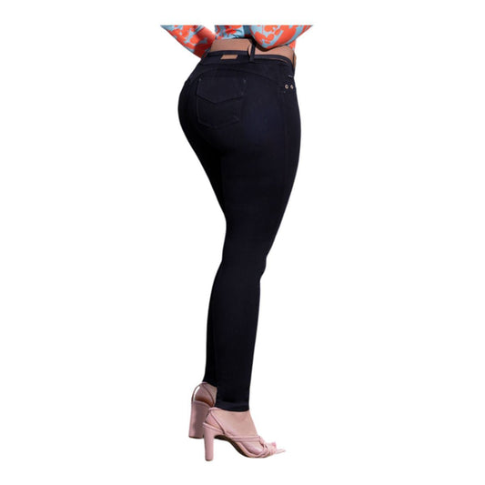 Jean push - up colombiano Negro bota pitillo 1629 - J2 - bellezaexpresslatina