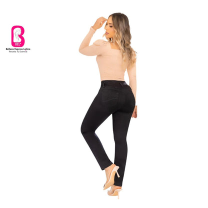 Jean push - up colombiano Negro bota Recta 8412 - J2 - bellezaexpresslatina