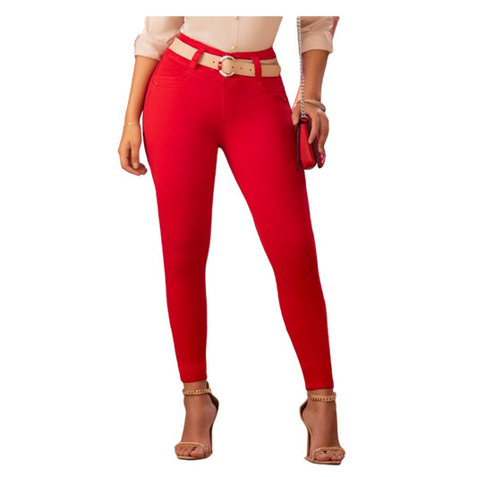 Jean push - up colombiano rojo bota pitillo 1549 - J2 - bellezaexpresslatina