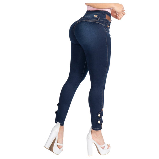 Jean PushUp con cinturilla incorporada - azul oscuro B.pitillo - bellezaexpresslatina