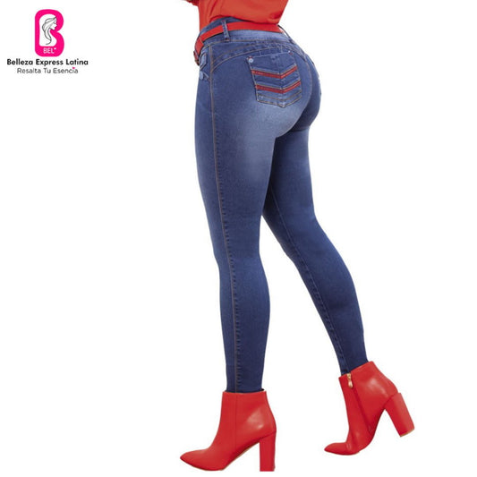 Jean Colombiano Azul Medio Bota Pitillo 1479-j2 - bellezaexpresslatina