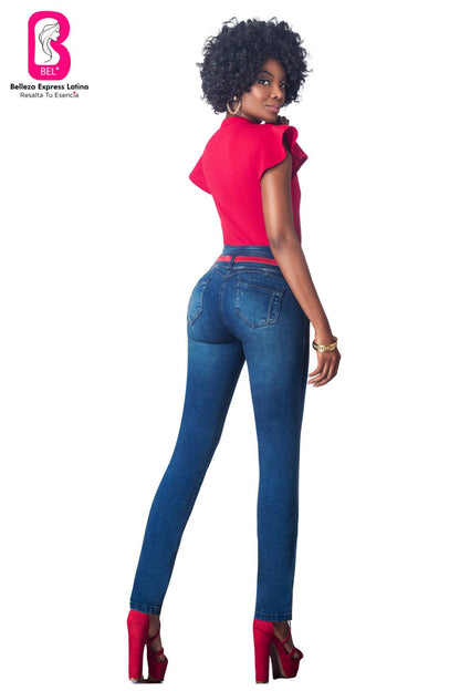 Jean Colombiano Azul Medio bota Recta BEL-751 - bellezaexpresslatina