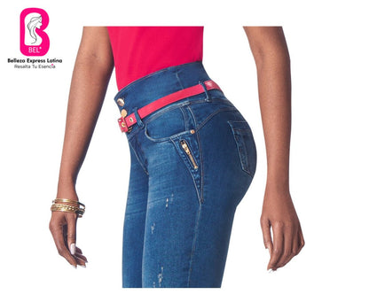 Jean Colombiano Azul Medio bota Recta BEL-751 - bellezaexpresslatina
