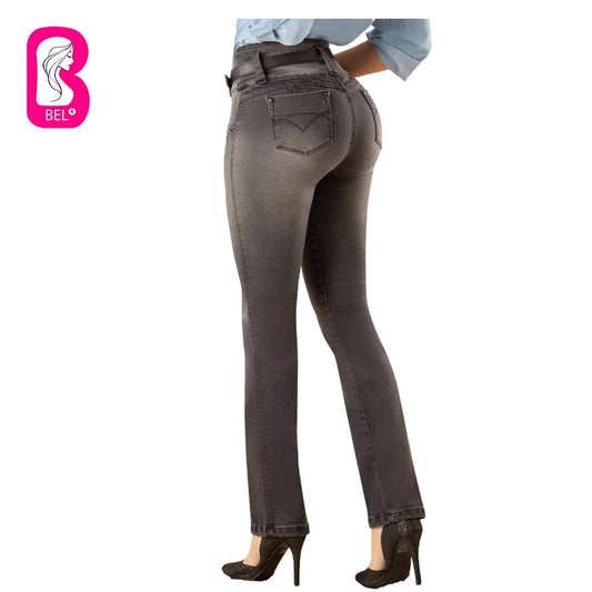 Jean Colombiano Gris Bota Recta 8373-J2 - bellezaexpresslatina