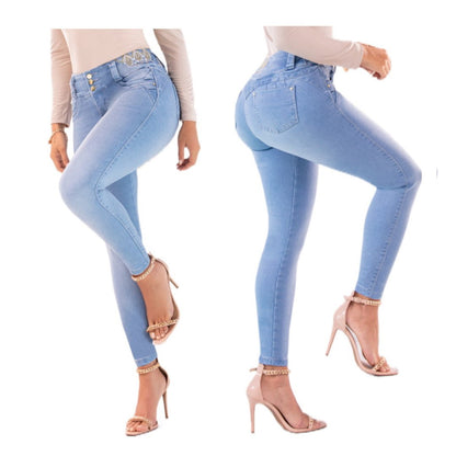 Jean push - up colombiano azul claro bota pitillo 1514 - J2 - bellezaexpresslatina