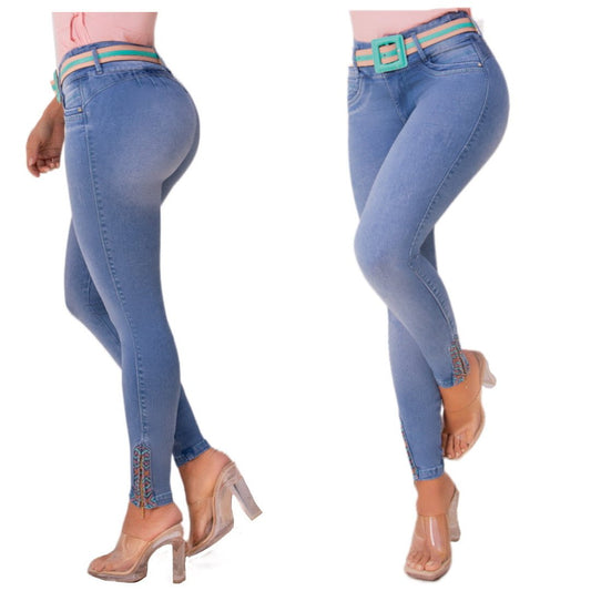 Jean push-up colombiano azul claro bota pitillo 1520-J2 - bellezaexpresslatina