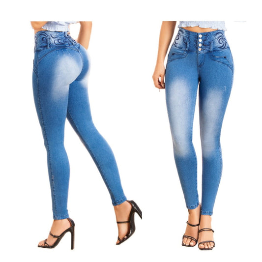 Jean push-up colombiano azul claro bota pitillo 873-B1 - bellezaexpresslatina