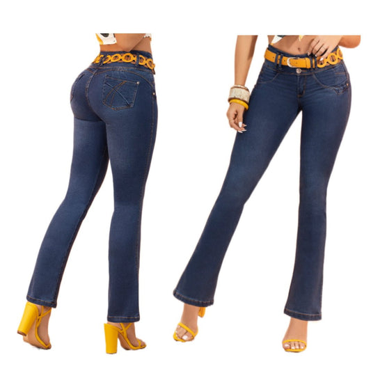 Jean push-up colombiano azul oscuro bota ancha 921-B1 - bellezaexpresslatina