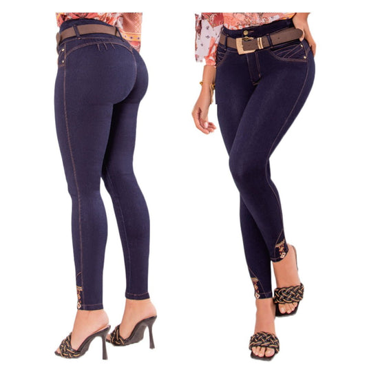 Jean push-up colombiano azul oscuro bota pitillo 1519-J2 - bellezaexpresslatina