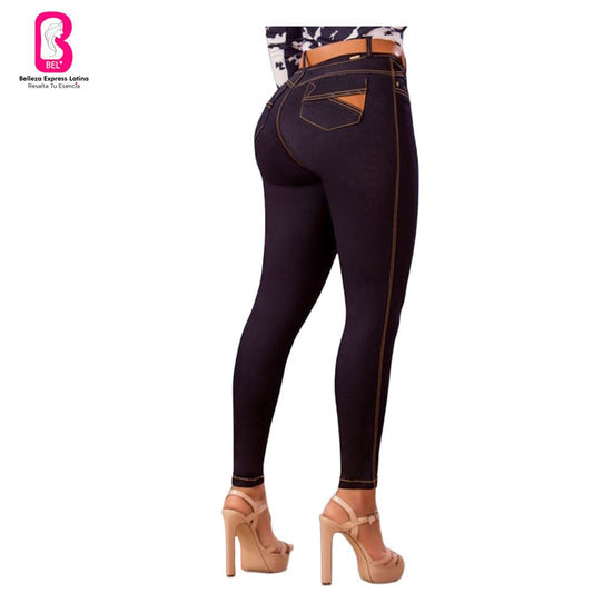 Jean push-up colombiano Azul oscuro bota pitillo 1544-J2 - bellezaexpresslatina