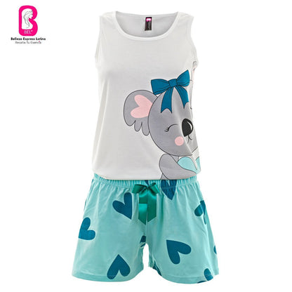 Pijama en Polialgodón con diseño Koala y corazones 887 - R4 - bellezaexpresslatina
